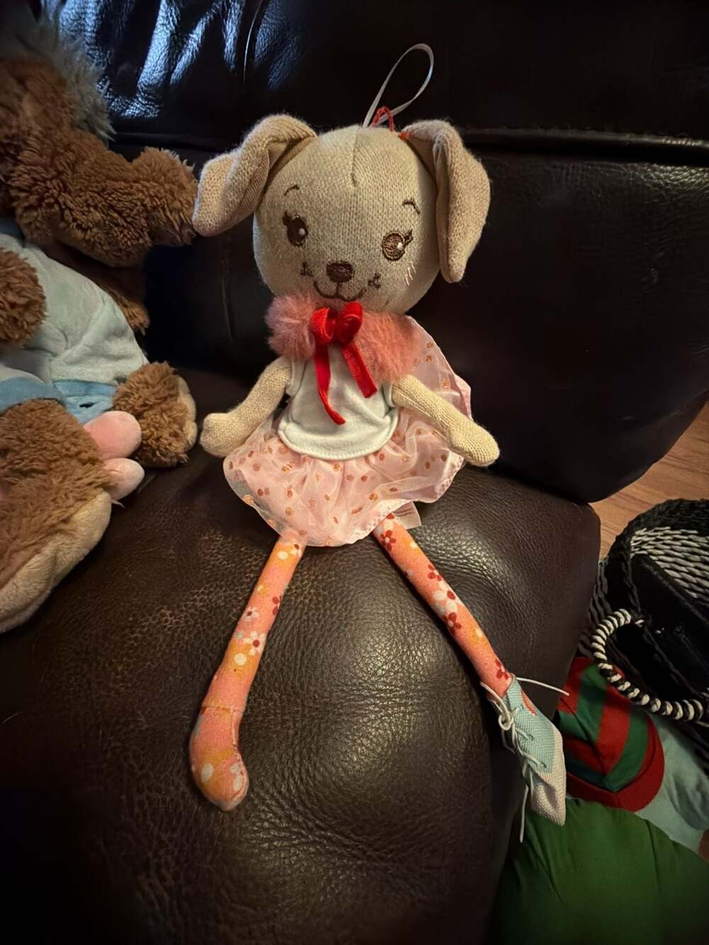 Cuddle Barn Plush Dog Doll with Pink Tutu and Floral Legs